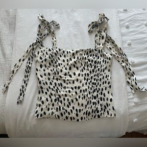 Reformation spotted bow tie crop top